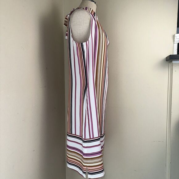 NWT Apt .9 Multicolor Sleeveless Striped Dress Pink Black Cream Midi Sz Small - Picture 8 of 9
